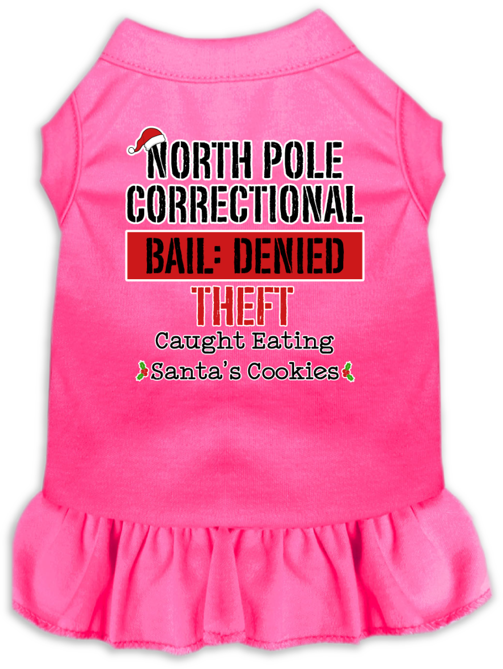 North Pole Correctional Screen Print Dog Dress Bright Pink Size 4X